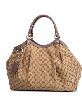 Gucci Brown Beige GG Large Sukey Tote Bag